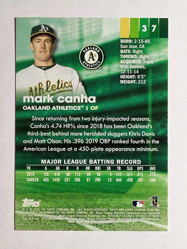 2020 Stadium Club #37 Mark Canha