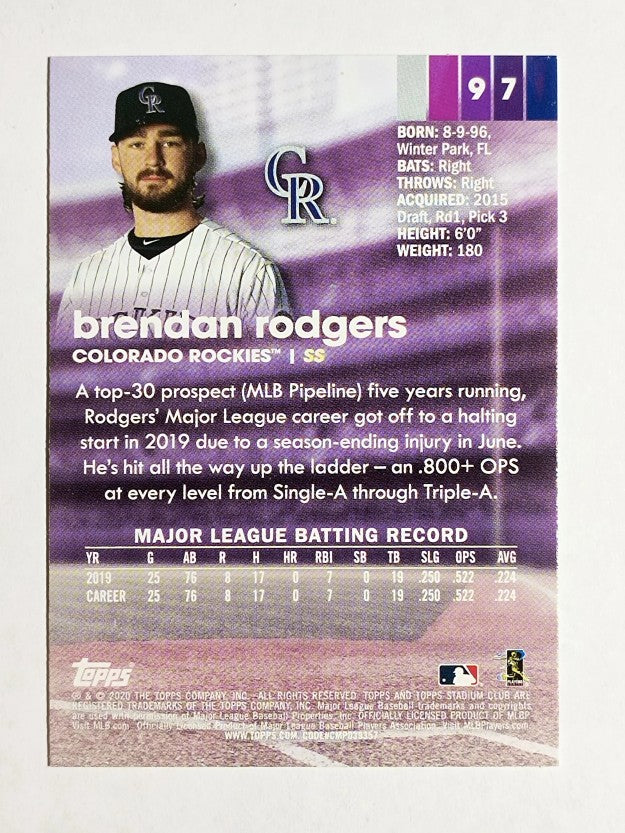 2020 Stadium Club #97 Brendan Rodgers