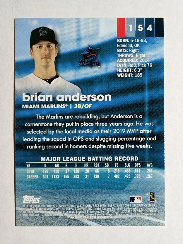 2020 Stadium Club #154 Brian Anderson