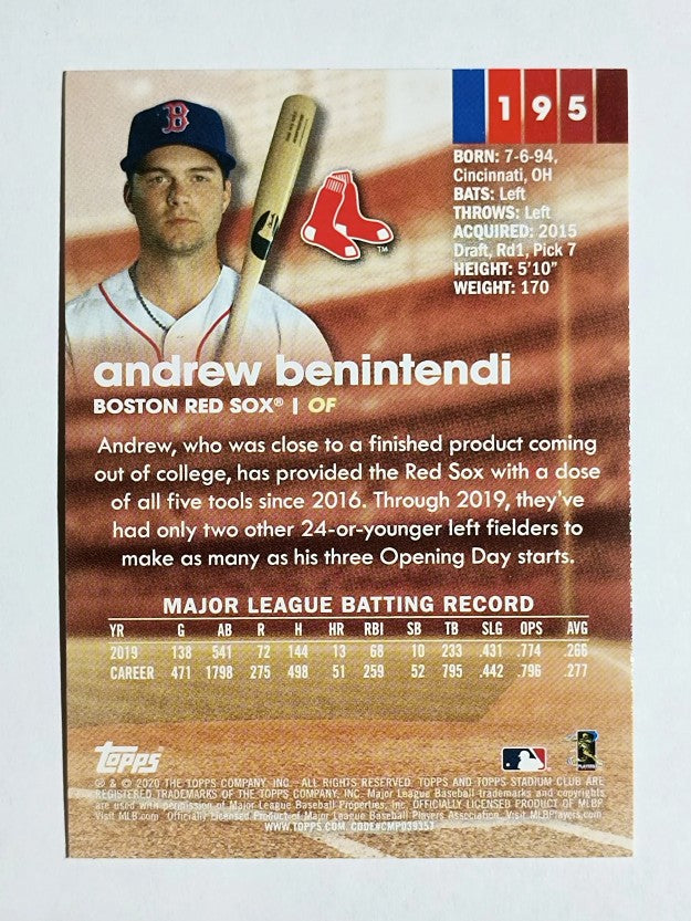 2020 Stadium Club #195 Andrew Benintendi