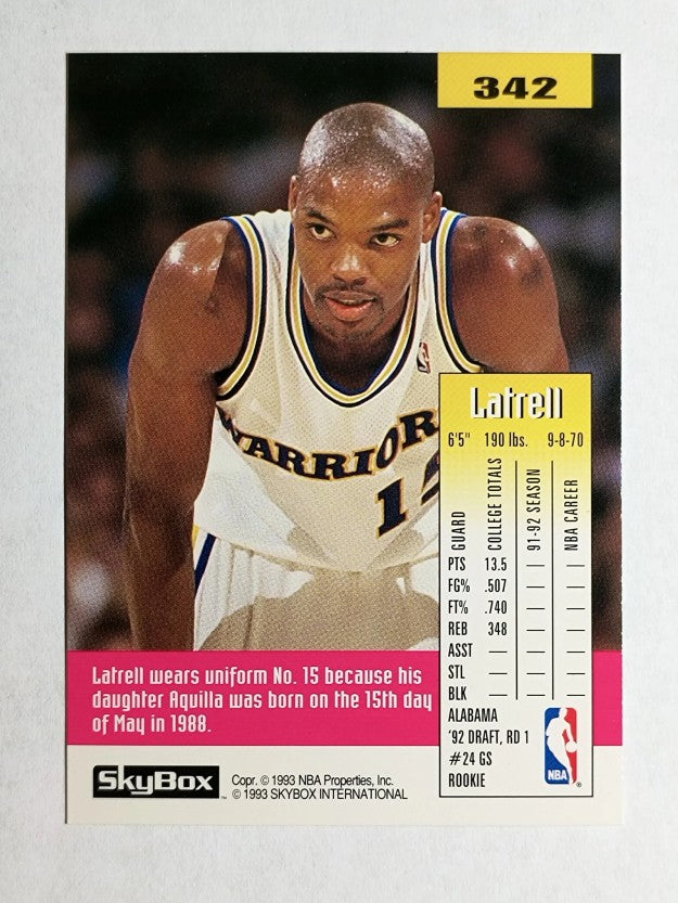 1992-93 SkyBox #342 Latrell Sprewell SP RC