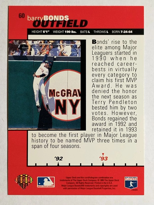 1995 Collector's Choice #60 Barry Bonds B90