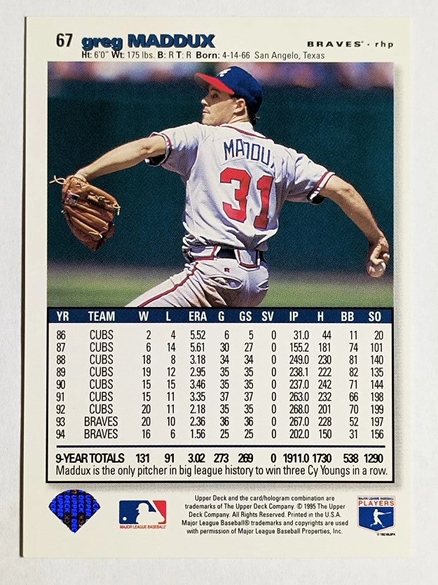 1995 Collector's Choice #67 Greg Maddux
