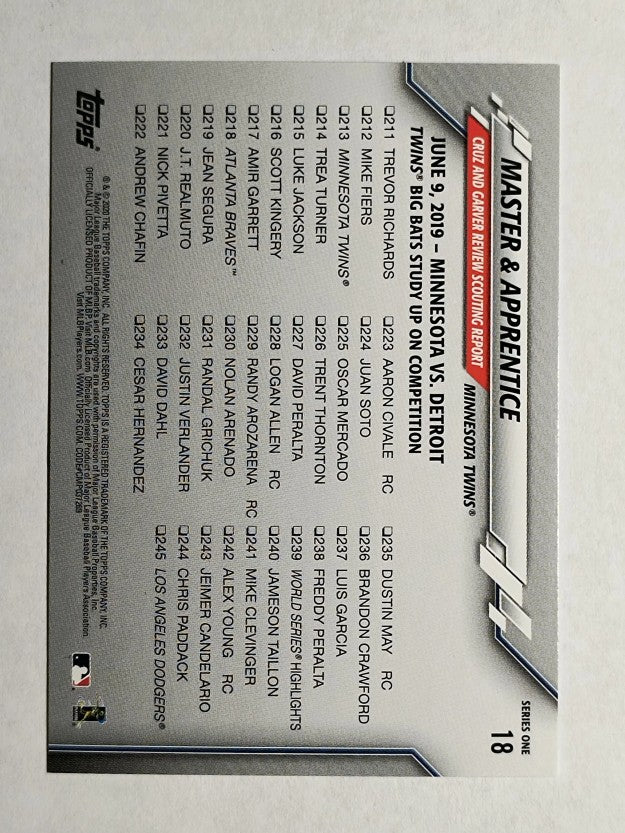 2020 Topps #18 Master and Apprentice/Nelson Cruz/Mitch Garver
