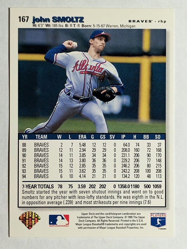 1995 Collector's Choice #167 John Smoltz