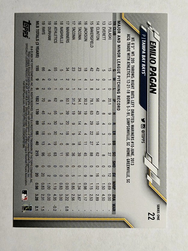 2020 Topps #22 Emilio Pagan