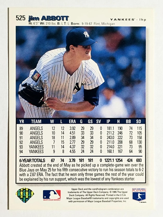 1995 Collector's Choice #525 Jim Abbott