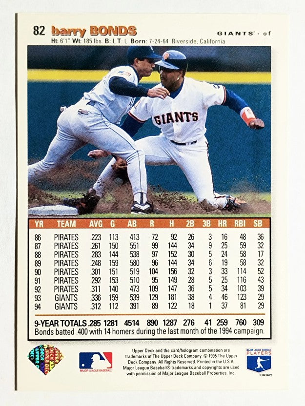 1995 Collector's Choice #82 Barry Bonds