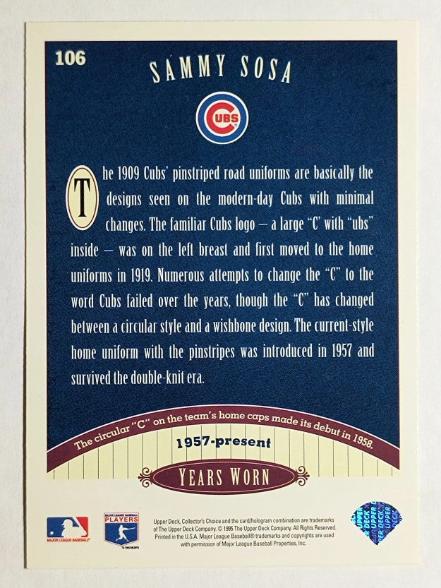 1996 Collector's Choice #106 Sammy Sosa TT