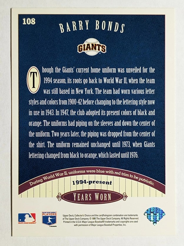 1996 Collector's Choice #108 Barry Bonds TT