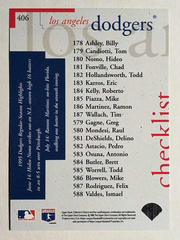 1996 Collector's Choice #406 Mike Piazza TC