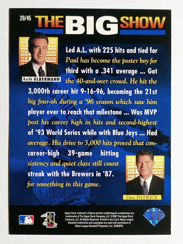 1997 Collector's Choice The Big Show #29 Paul Molitor