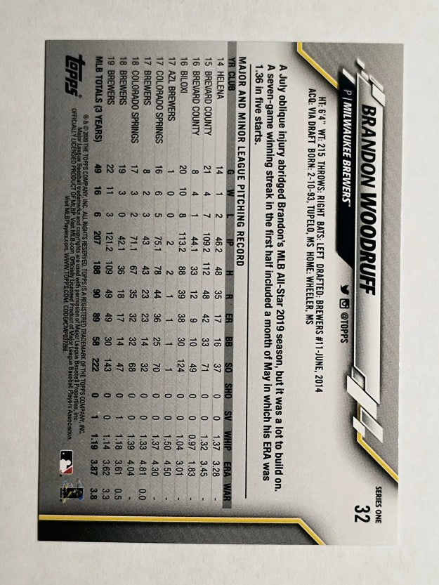 2020 Topps #32 Brandon Woodruff