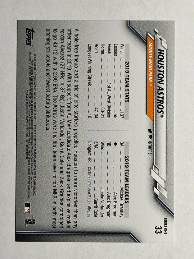 2020 Topps #33 Houston Astros TC