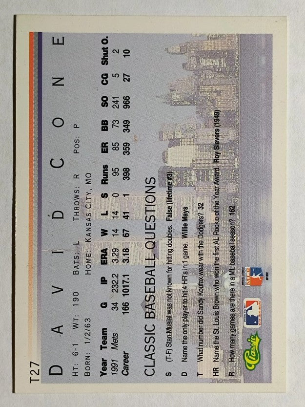 1992 Classic I #T27 David Cone