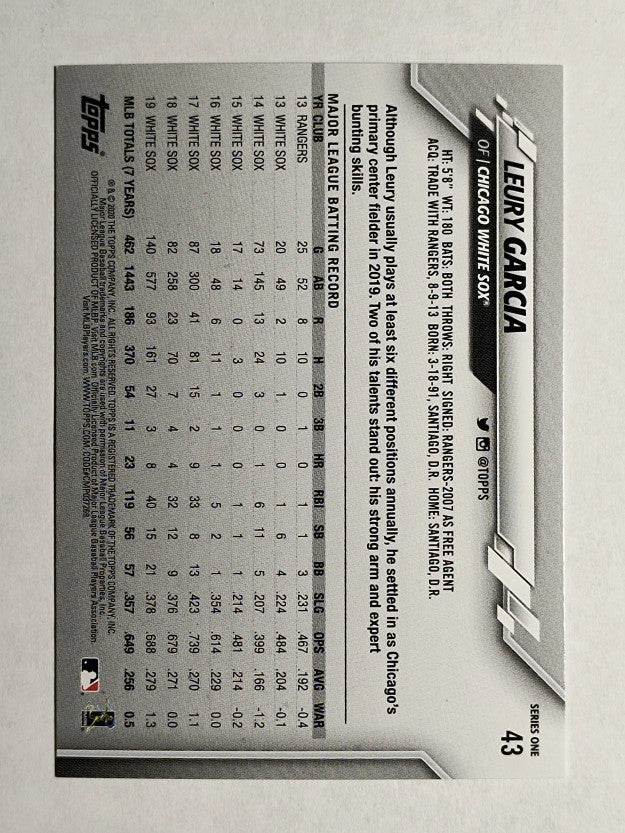 2020 Topps #43 Leury Garcia