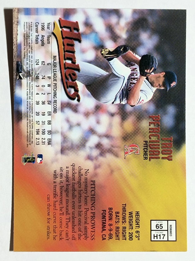 1997 Finest #65 Troy Percival B