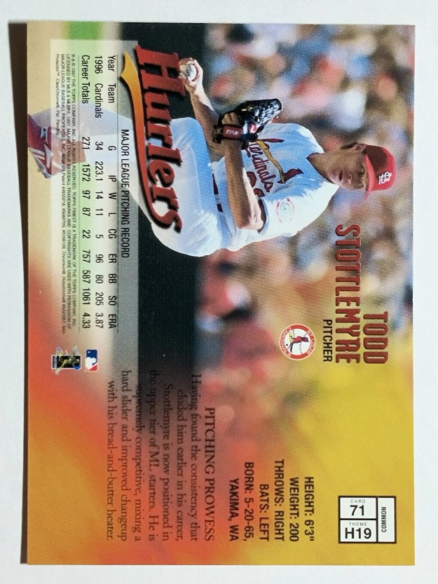 1997 Finest #71 Todd Stottlemyre B