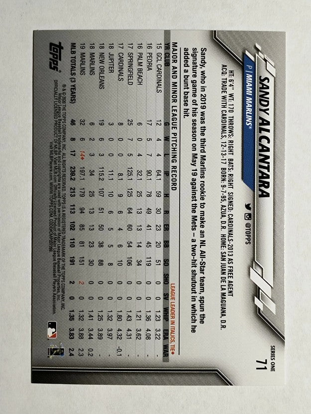 2020 Topps #71 Sandy Alcantara