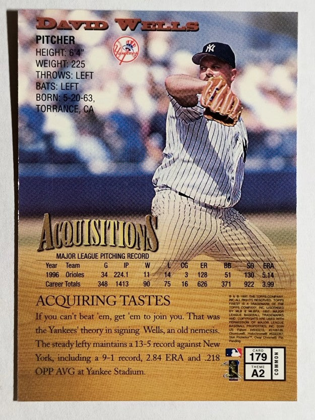 1997 Finest #179 David Wells B