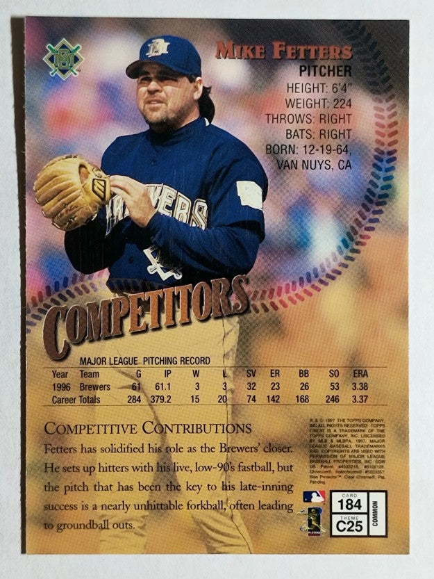 1997 Finest #184 Mike Fetters B