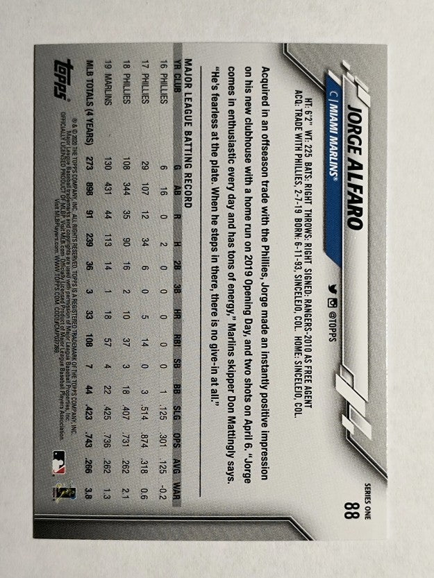 2020 Topps #88 Jorge Alfaro