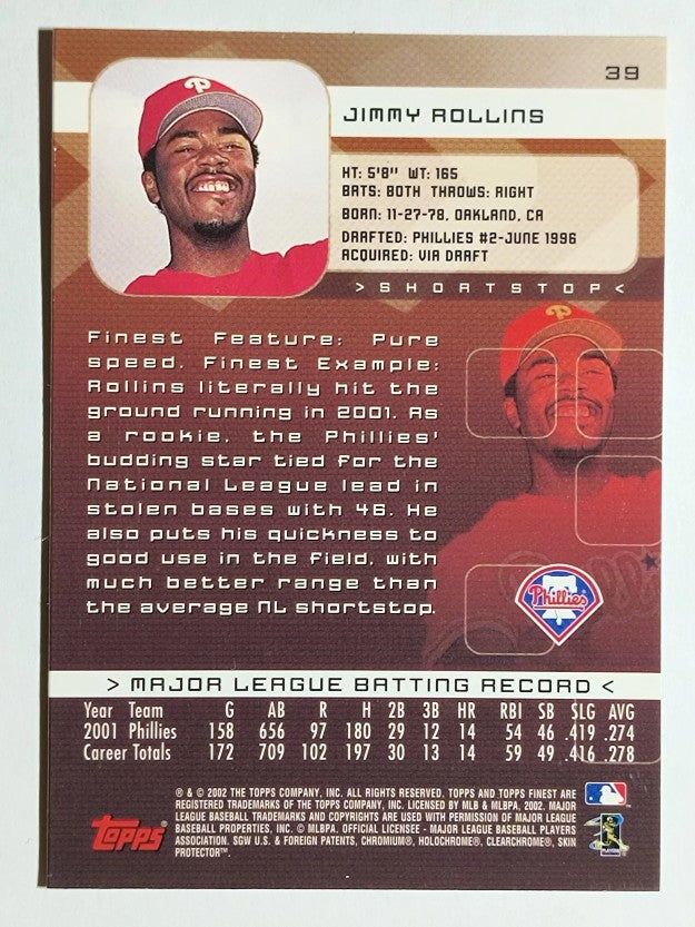 2002 Finest #39 Jimmy Rollins