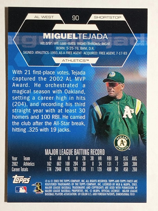 2003 Finest #90 Miguel Tejada