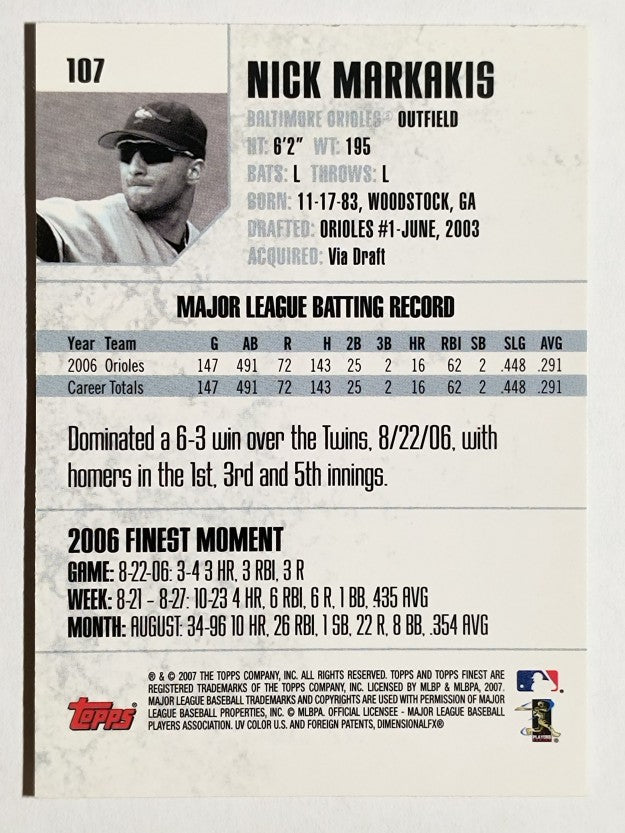 2007 Finest #107 Nick Markakis