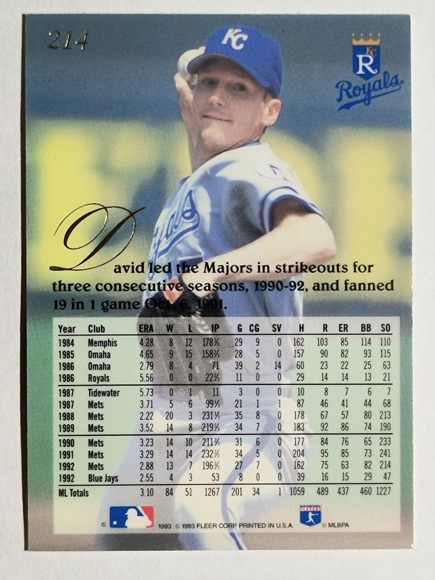 1993 Flair #214 David Cone
