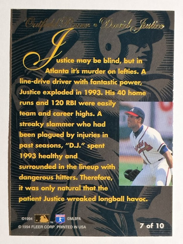 1994 Flair Outfield Power #7 David Justice
