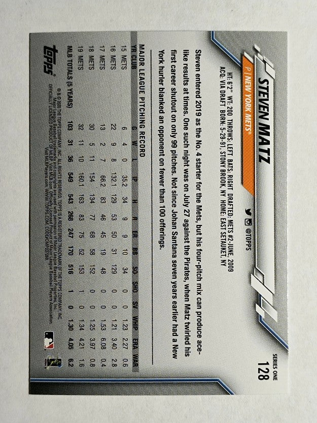 2020 Topps #128 Steven Matz