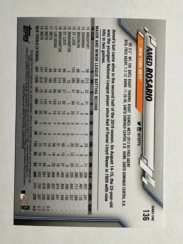 2020 Topps #136 Amed Rosario
