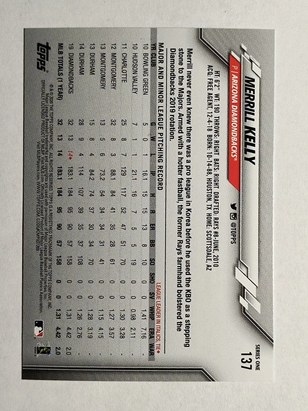2020 Topps #137 Merrill Kelly