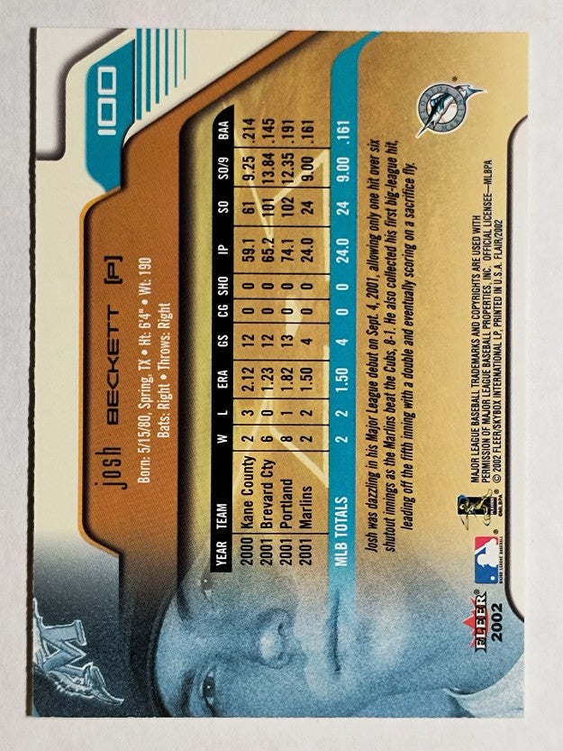 2002 Flair #100 Josh Beckett