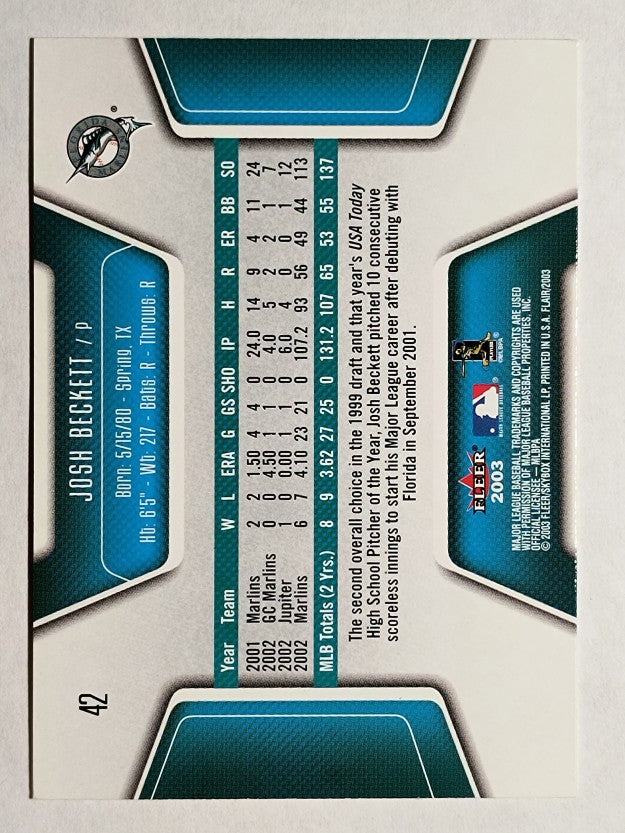 2003 Flair #42 Josh Beckett