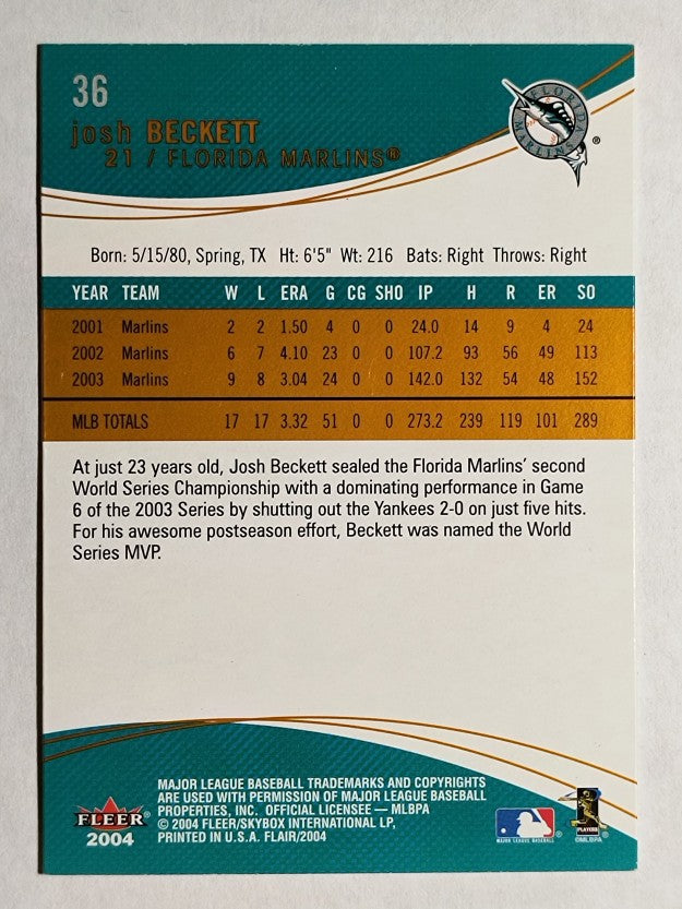 2004 Flair #36 Josh Beckett