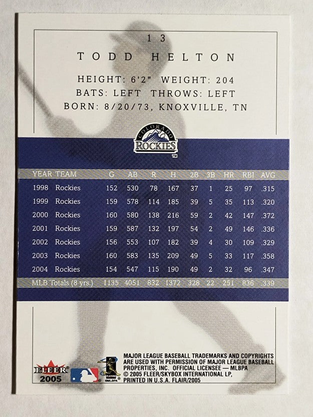 2005 Flair #13 Todd Helton
