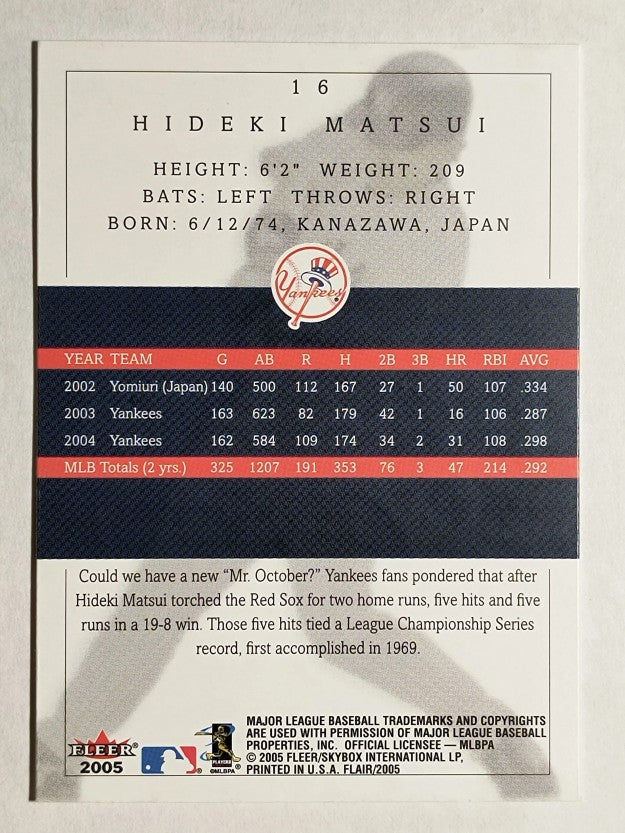 2005 Flair #16 Hideki Matsui