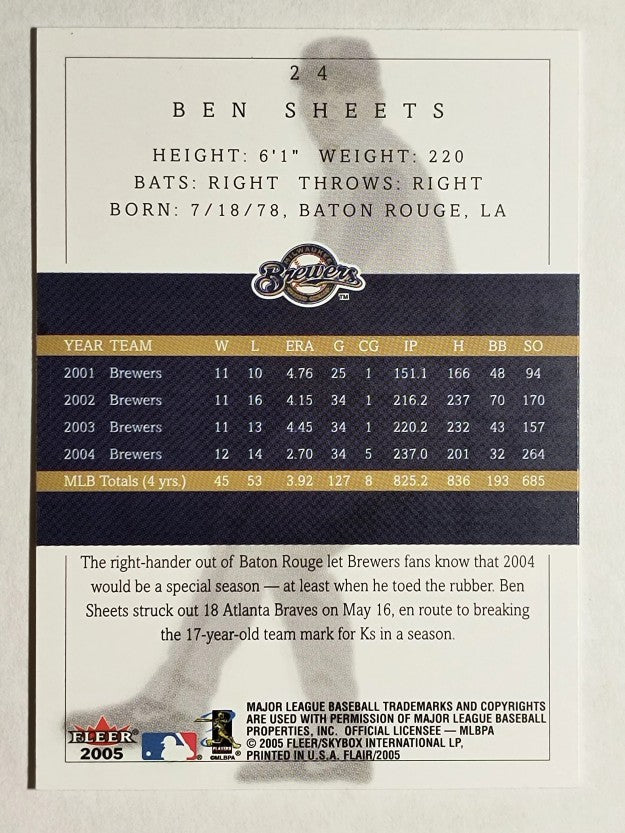 2005 Flair #24 Ben Sheets