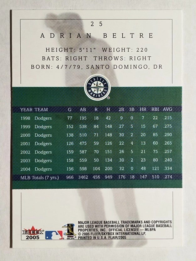 2005 Flair #25 Adrian Beltre