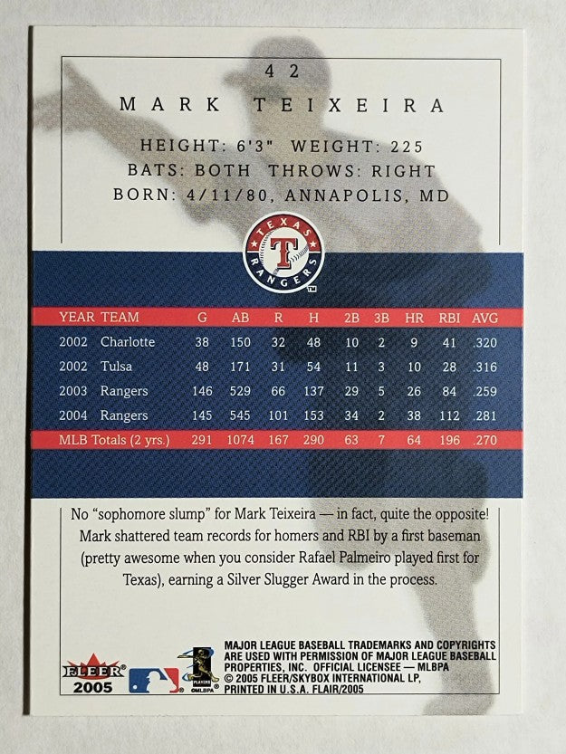 2005 Flair #42 Mark Teixeira