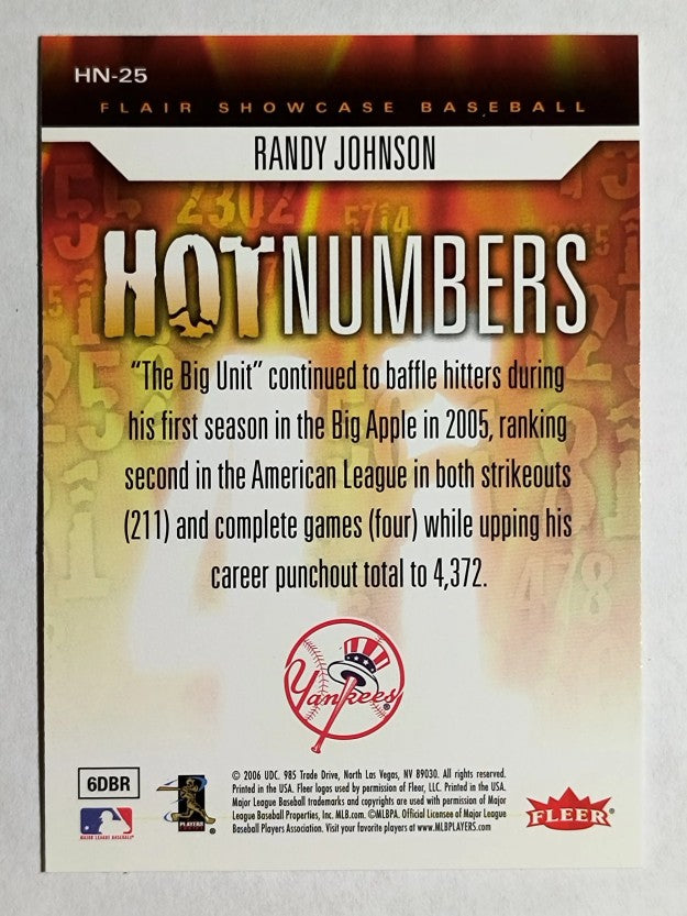 2006 Flair Showcase Hot Numbers #25 Randy Johnson
