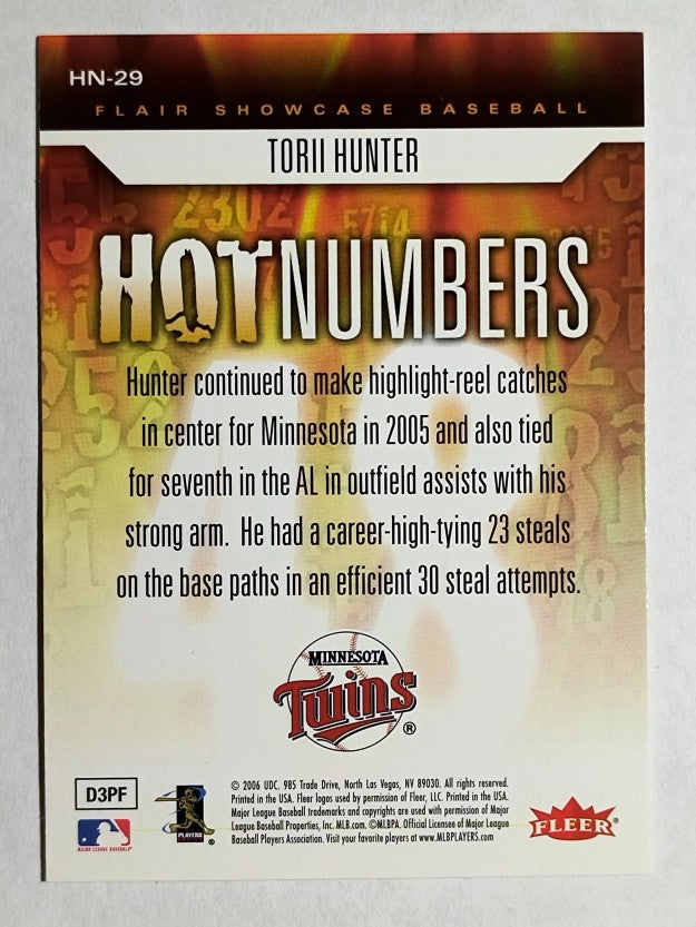2006 Flair Showcase Hot Numbers #29 Torii Hunter