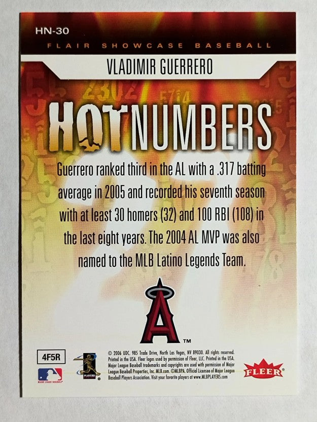 2006 Flair Showcase Hot Numbers #30 Vladimir Guerrero