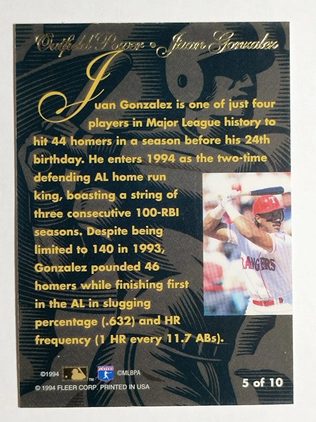 1994 Flair Outfield Power #5 Juan Gonzalez