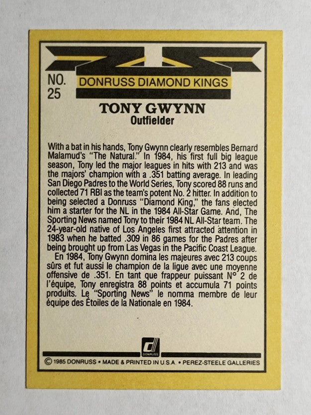 1985 Leaf/Donruss #25 Tony Gwynn DK
