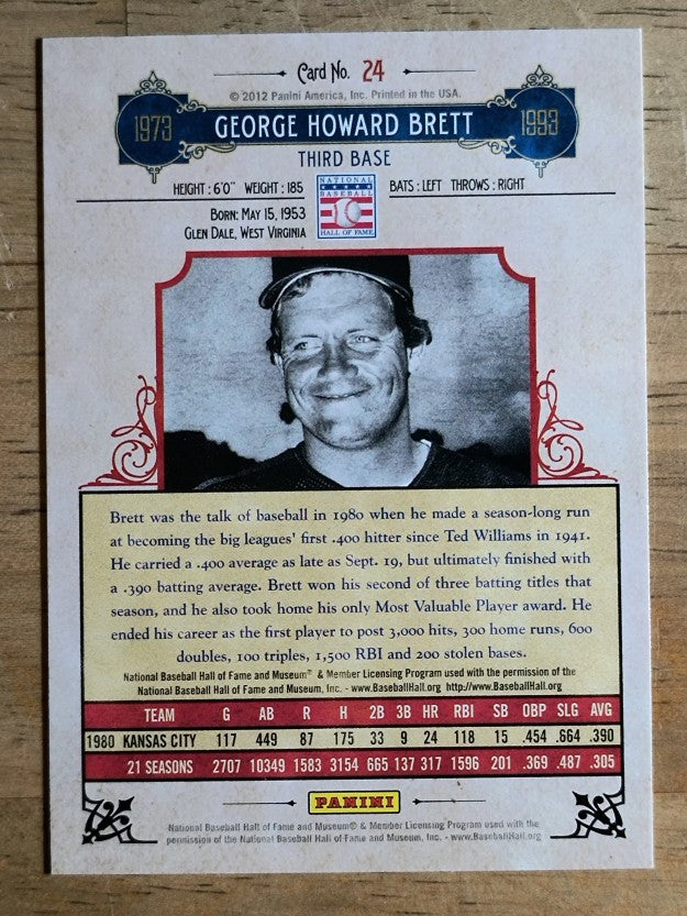 2012 Panini Cooperstown #24 George Brett