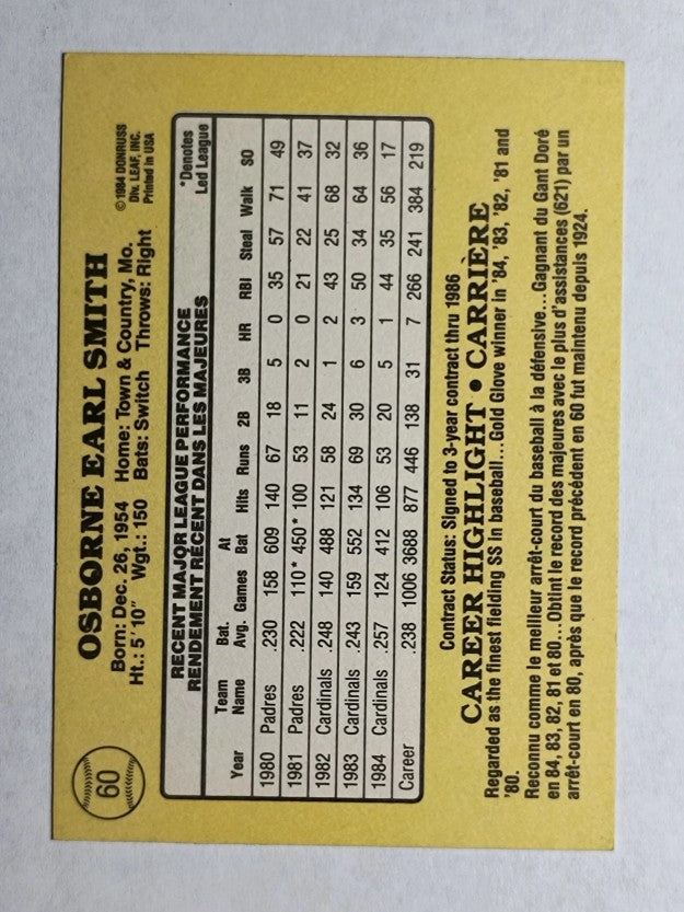 1985 Leaf/Donruss #60 Ozzie Smith