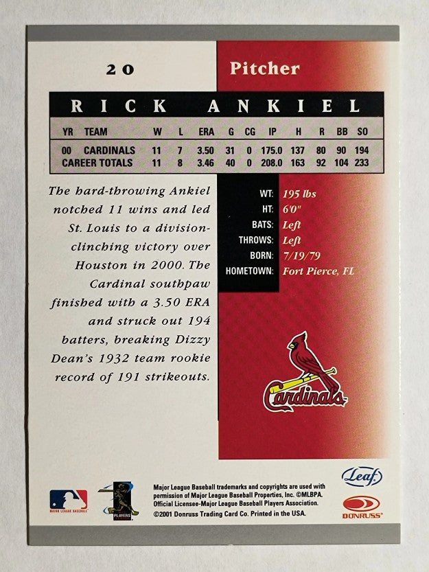2001 Leaf Certified Materials #20 Rick Ankiel
